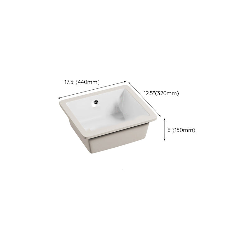 Modern Undermount Vanity Sink Porcelain with Faucet and Overflow Basin Sink