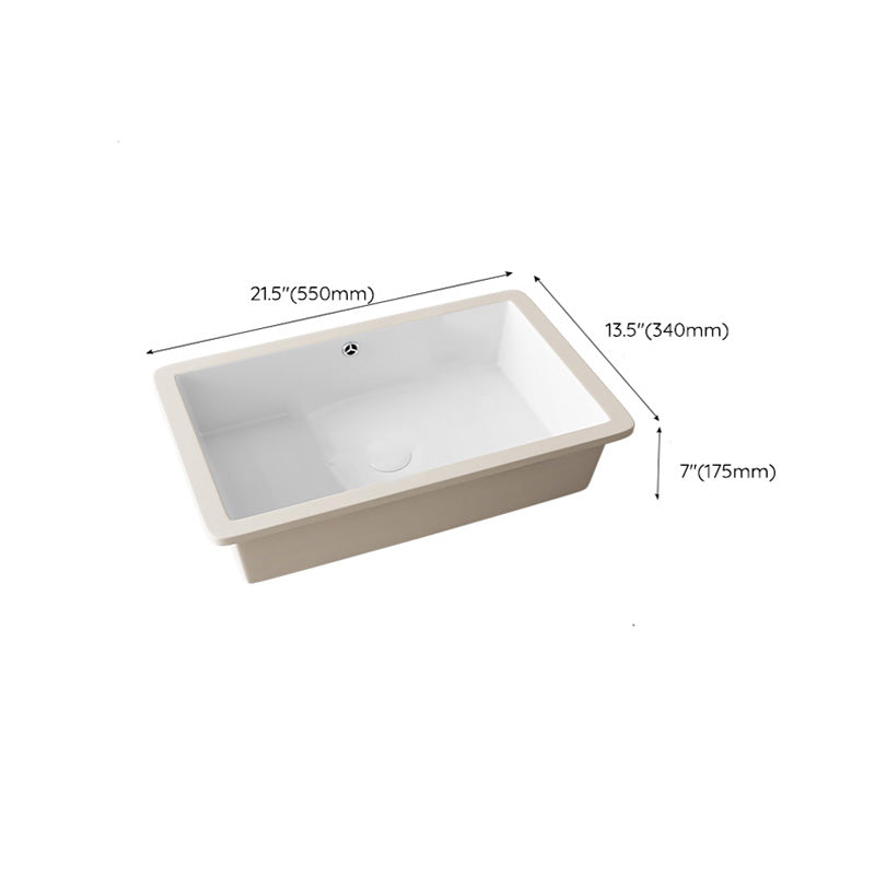 Modern Undermount Vanity Sink Porcelain with Faucet and Overflow Basin Sink