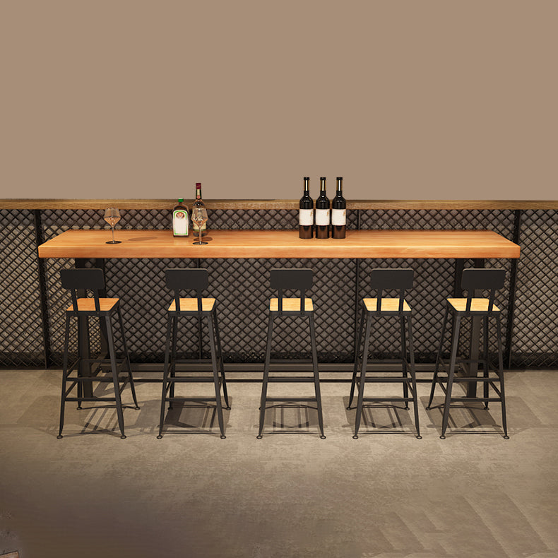 Industrial Rectangle Pub Table Set 1/4/6/7 Pieces Solid Wood Bar Set for Indoor