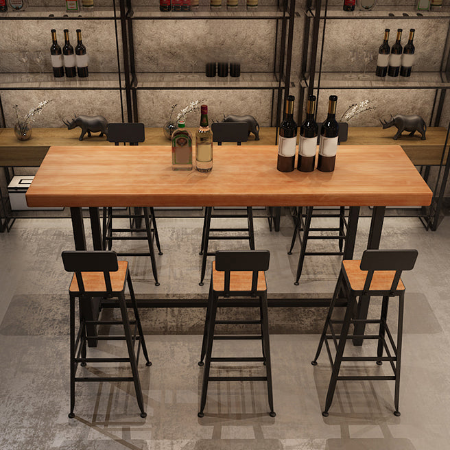 Industrial Rectangle Pub Table Set 1/4/6/7 Pieces Solid Wood Bar Set for Indoor