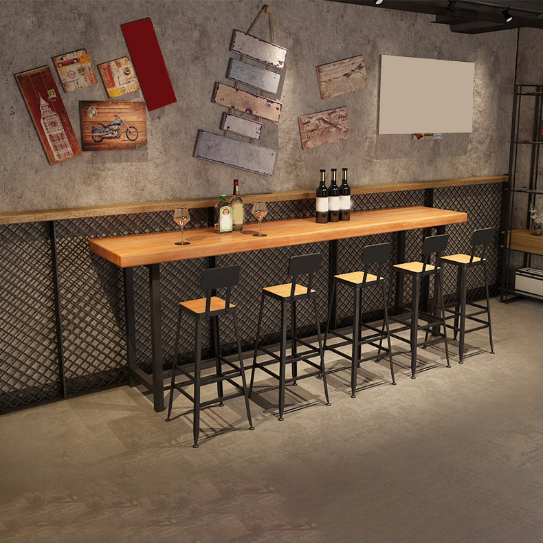 Industrial Rectangle Pub Table Set 1/4/6/7 Pieces Solid Wood Bar Set for Indoor