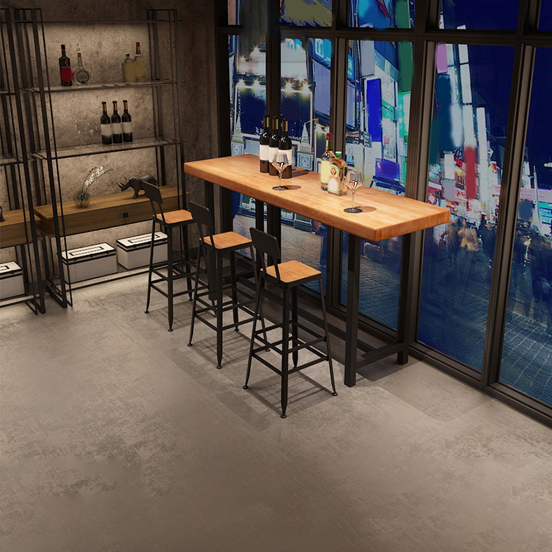 Industrial Rectangle Pub Table Set 1/4/6/7 Pieces Solid Wood Bar Set for Indoor