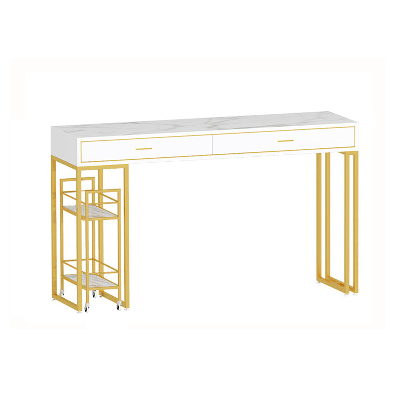 Glam Style Pub Table Set 1/3 Pieces Rectangle Stone Counter Set for Dining Room