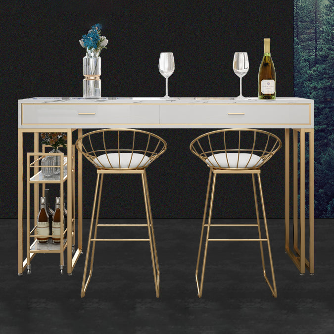 Glam Style Pub Table Set 1/3 Pieces Rectangle Stone Counter Set for Dining Room