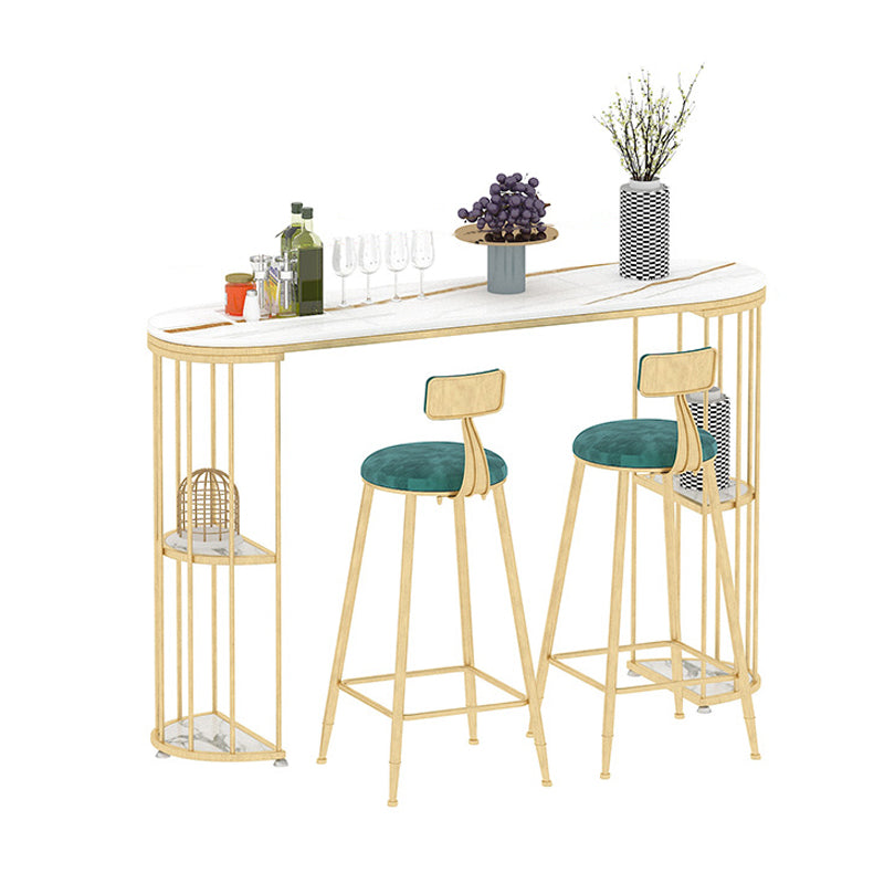 Glam Style Pub Table Set 1/3 Pieces Stone Counter Height Set for Dining Room