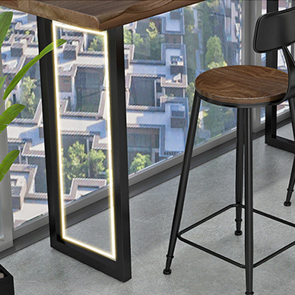 Contemporary Rectangle Bar Set 1/3 Pieces Solid Wood Counter Table with Metal Stools