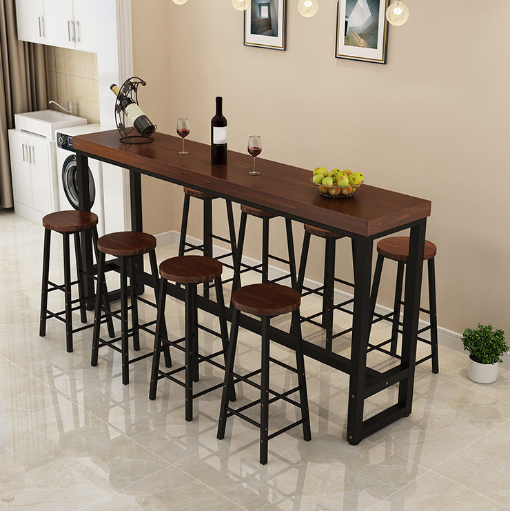 Industrial Bar Table Set 1/5/9 Pieces Solid Wood Pub Table Set for Indoor