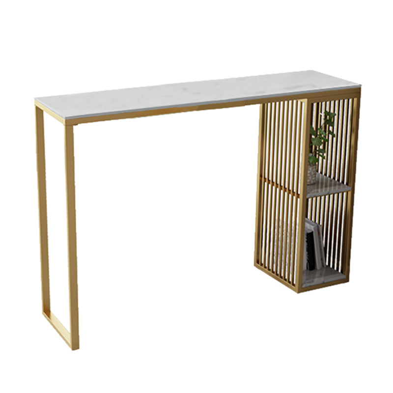 Modern Rectangle Bar Table Set 1/3 Pcs Black and Gold Metal Frame Bar Table and Stools