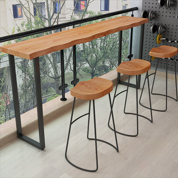 Rectangle Bar Pub Table Set 1/4 Pcs Solid Wood and Iron Bar Table and Stools