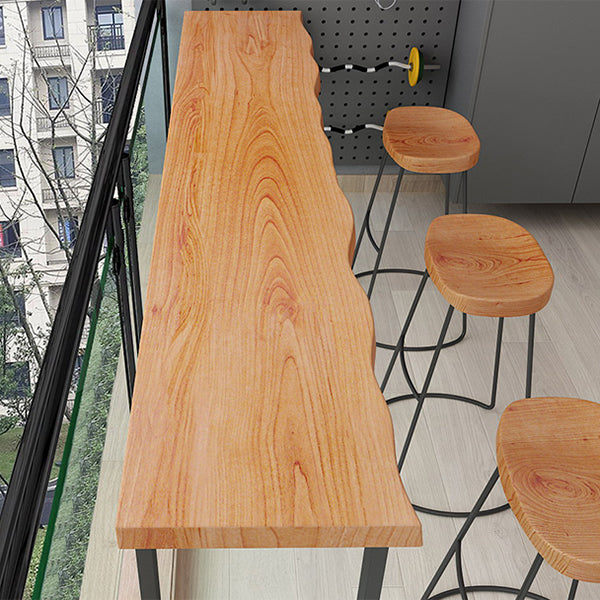 Rectangle Bar Pub Table Set 1/4 Pcs Solid Wood and Iron Bar Table and Stools