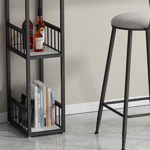 Glam Bar Pub Table Set 1/3 Pcs Stone Top Bar Table with Upholstered Stools