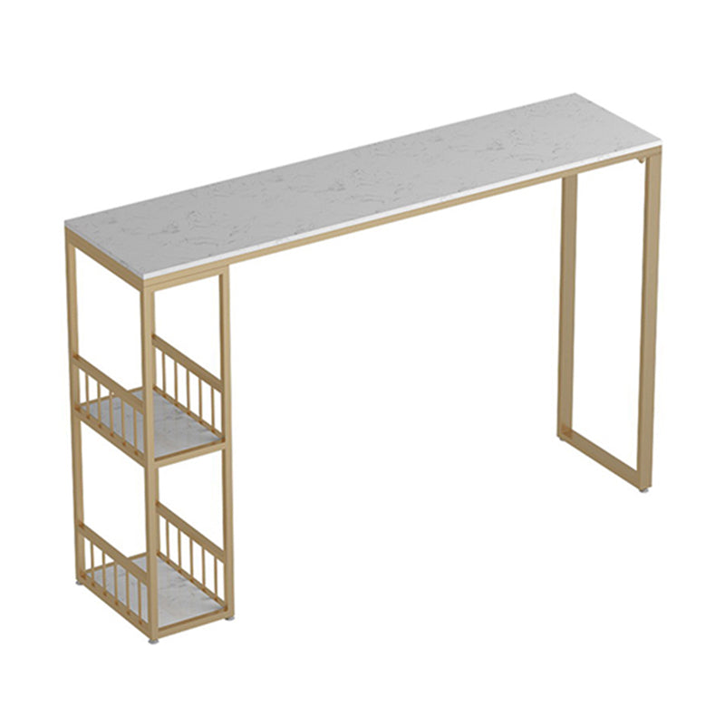 Glam Bar Pub Table Set 1/3 Pcs Stone Top Bar Table with Upholstered Stools