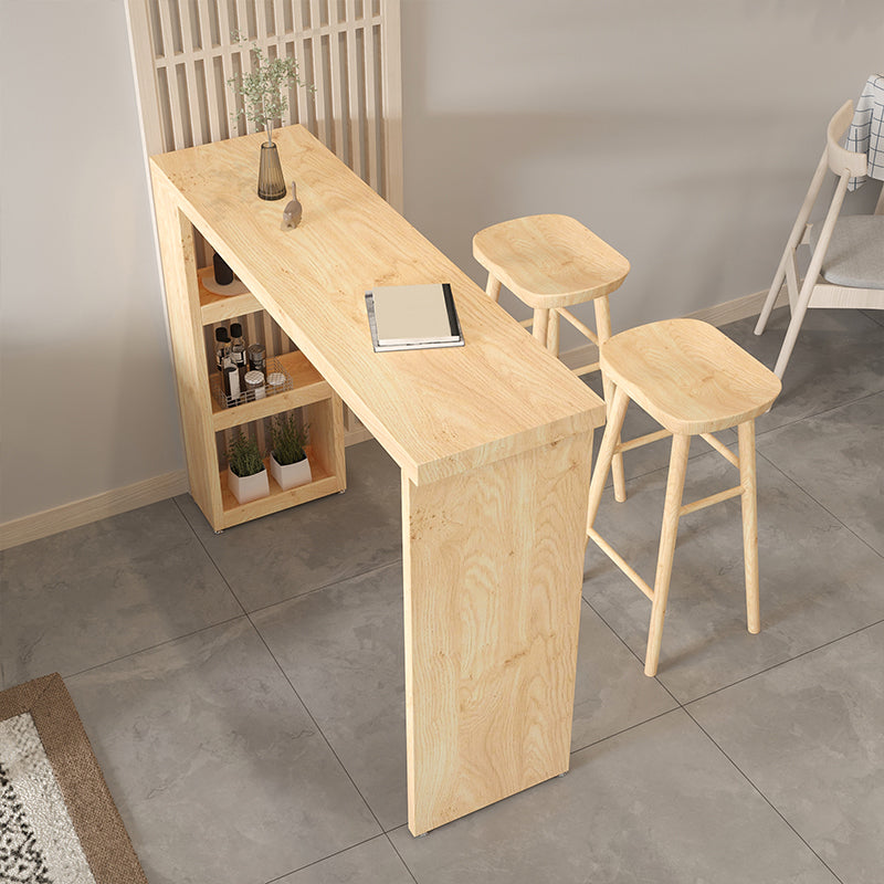 Glam Rectangle Bar Table Set 1/3 Pcs Natural Solid Wood Bar Table and Stools