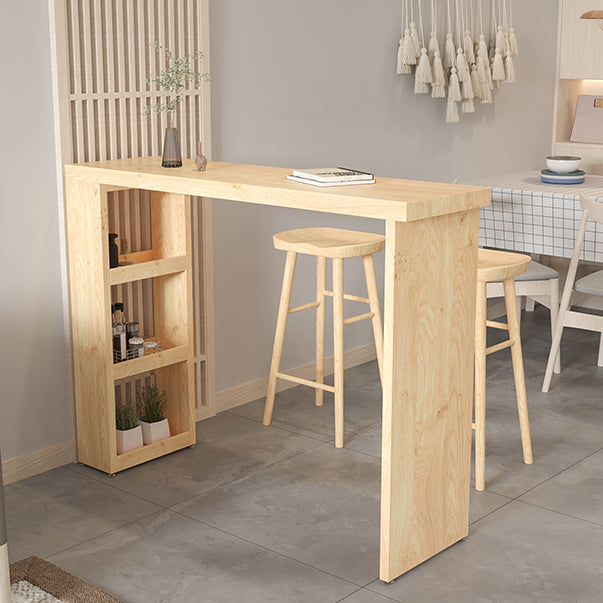Glam Rectangle Bar Table Set 1/3 Pcs Natural Solid Wood Bar Table and Stools
