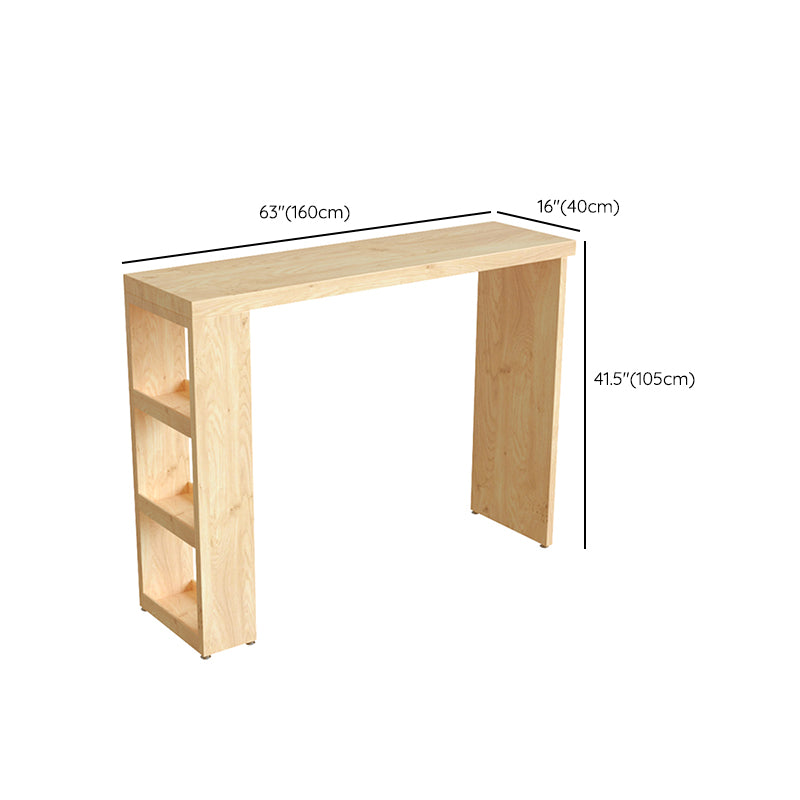 Glam Rectangle Bar Table Set 1/3 Pcs Natural Solid Wood Bar Table and Stools