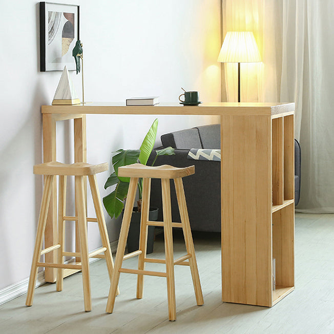 Double Pedestal Bar Table Set 2/3 Pcs Solid Wood Bar Table and Backless Stools