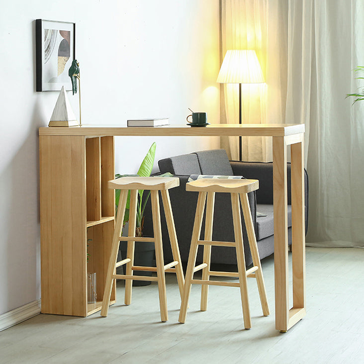 Double Pedestal Bar Table Set 2/3 Pcs Solid Wood Bar Table and Backless Stools