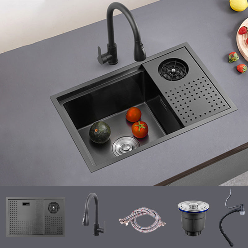 Modern Sink Overflow Hole Single Basin Kitchen Sink with Drain Assembly
