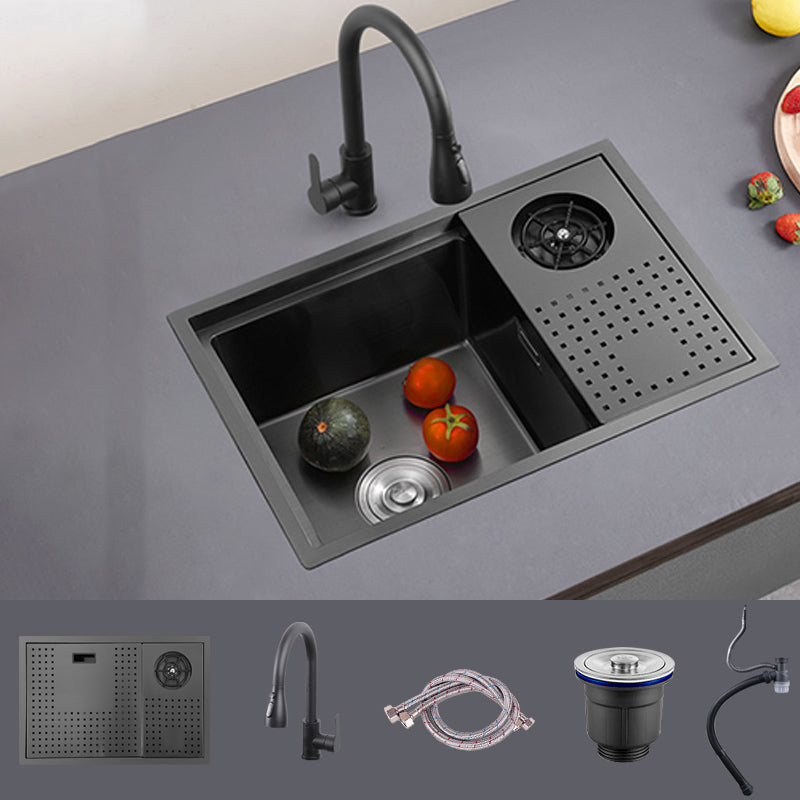 Modern Sink Overflow Hole Single Basin Kitchen Sink with Drain Assembly
