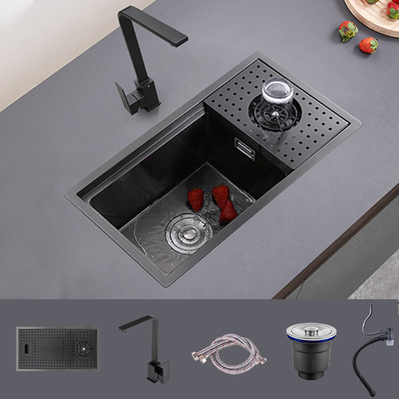 Modern Sink Overflow Hole Single Basin Kitchen Sink with Drain Assembly