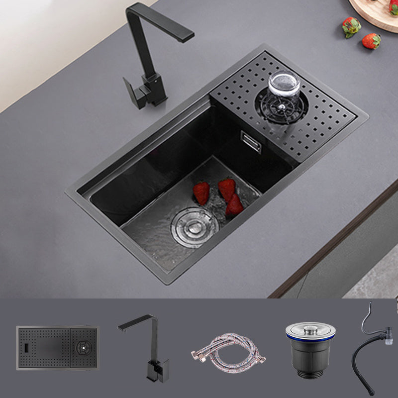 Modern Sink Overflow Hole Single Basin Kitchen Sink with Drain Assembly