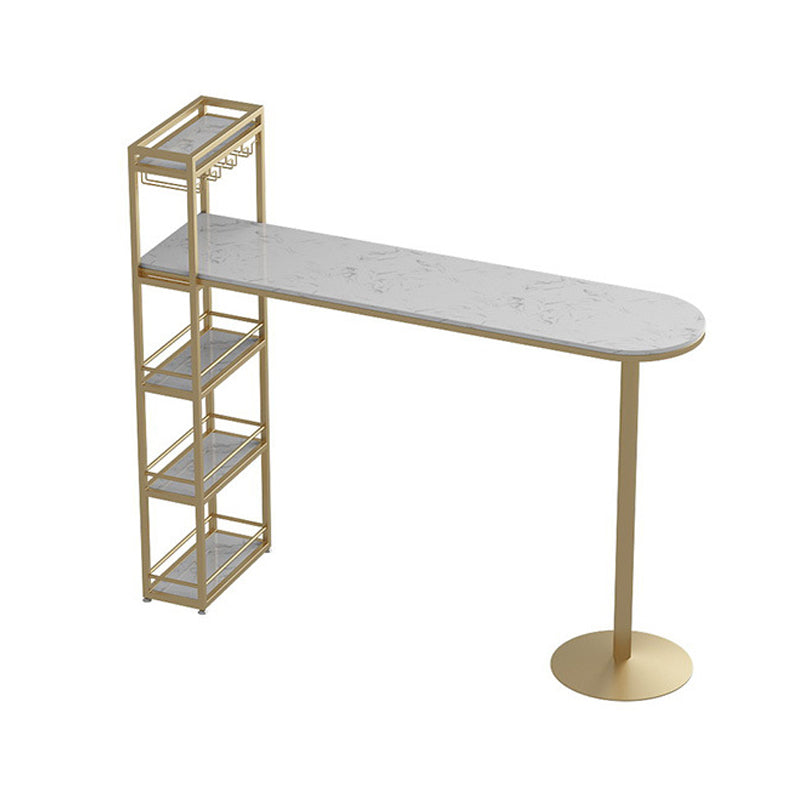 Modern Style Bar Table Set 1/3 Pieces Faux Marble Counter Table with Upholstered Stools