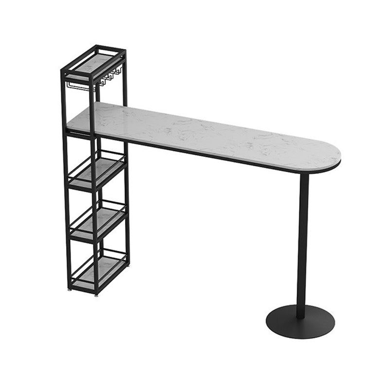 Modern Style Bar Table Set 1/3 Pieces Faux Marble Counter Table with Upholstered Stools