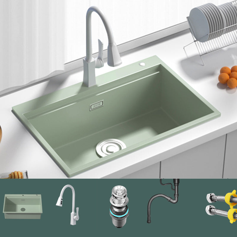 Rectangle Quartz Kitchen Sink in Peppermint Green Single Bowl Sink