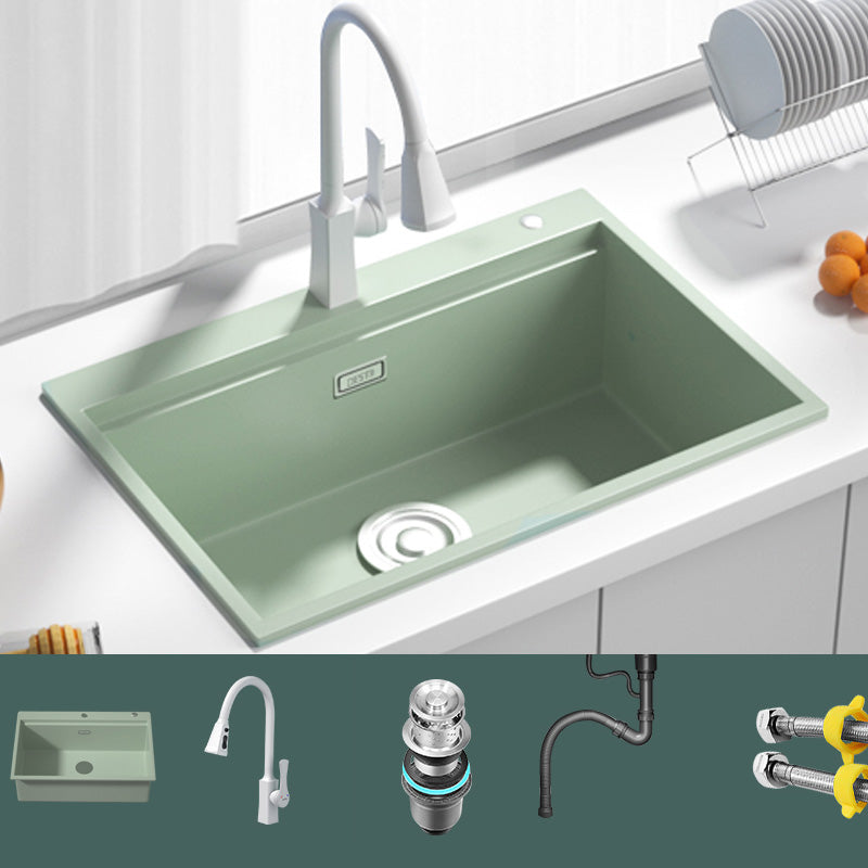 Rectangle Quartz Kitchen Sink in Peppermint Green Single Bowl Sink
