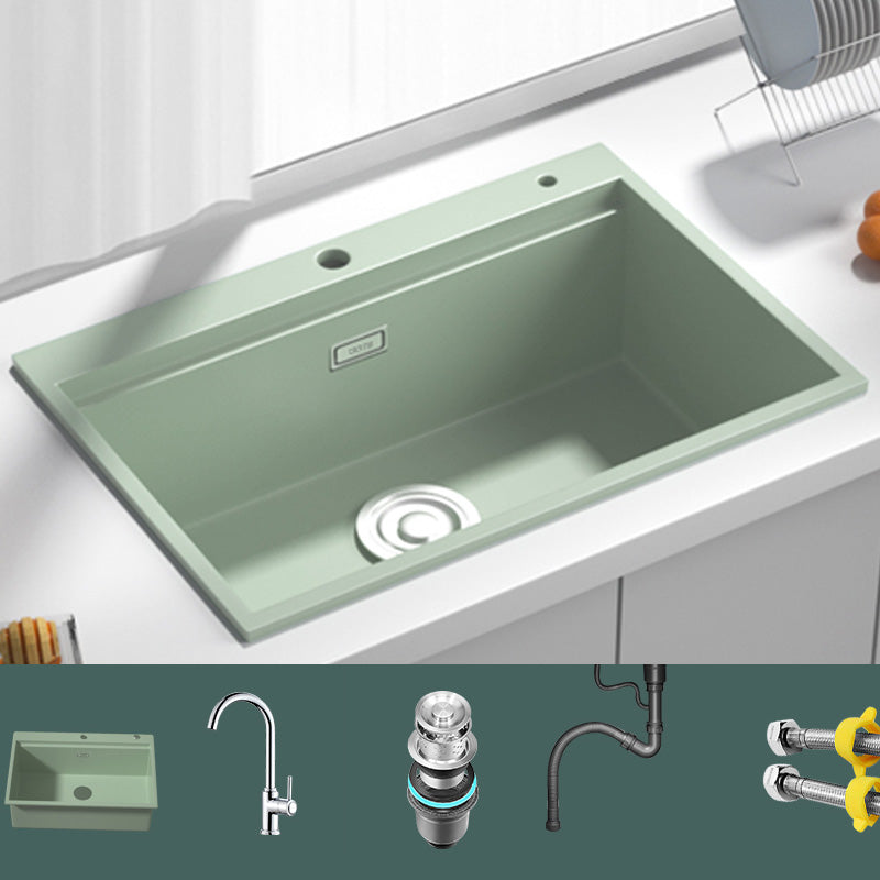 Rectangle Quartz Kitchen Sink in Peppermint Green Single Bowl Sink