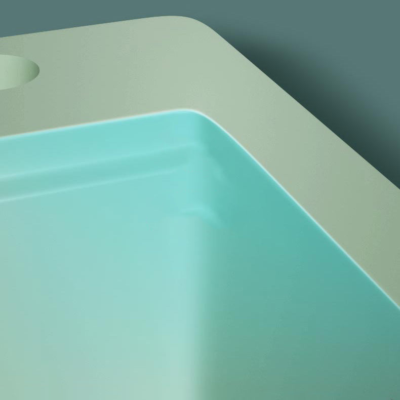 Rectangle Quartz Kitchen Sink in Peppermint Green Single Bowl Sink