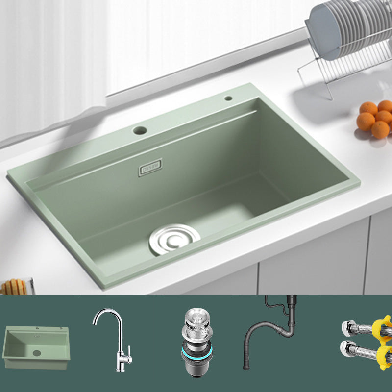 Rectangle Quartz Kitchen Sink in Peppermint Green Single Bowl Sink