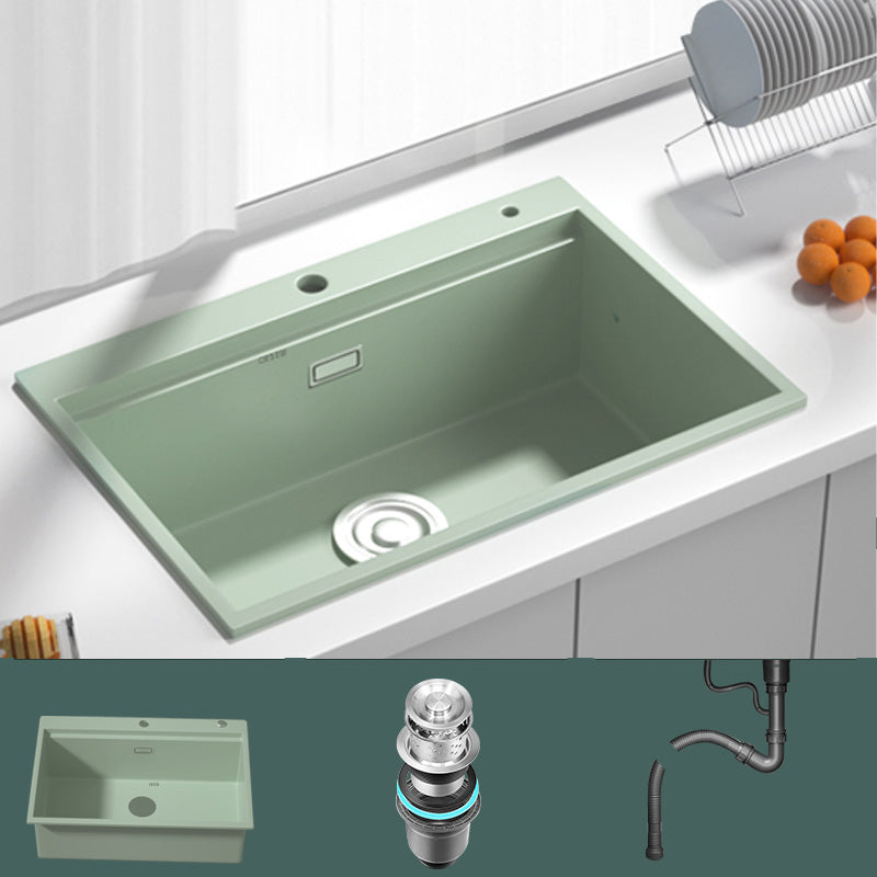 Rectangle Quartz Kitchen Sink in Peppermint Green Single Bowl Sink
