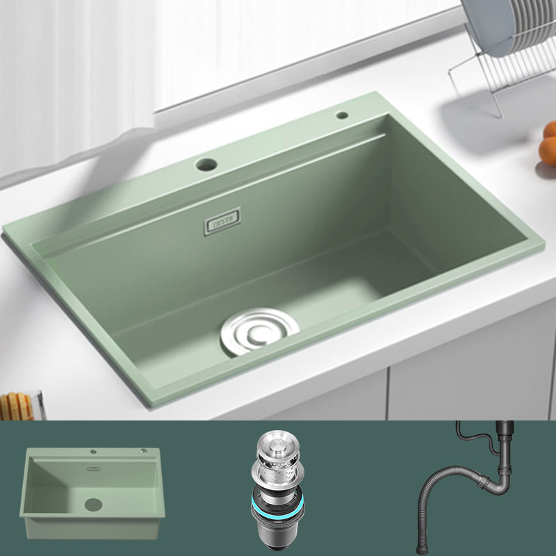 Rectangle Quartz Kitchen Sink in Peppermint Green Single Bowl Sink