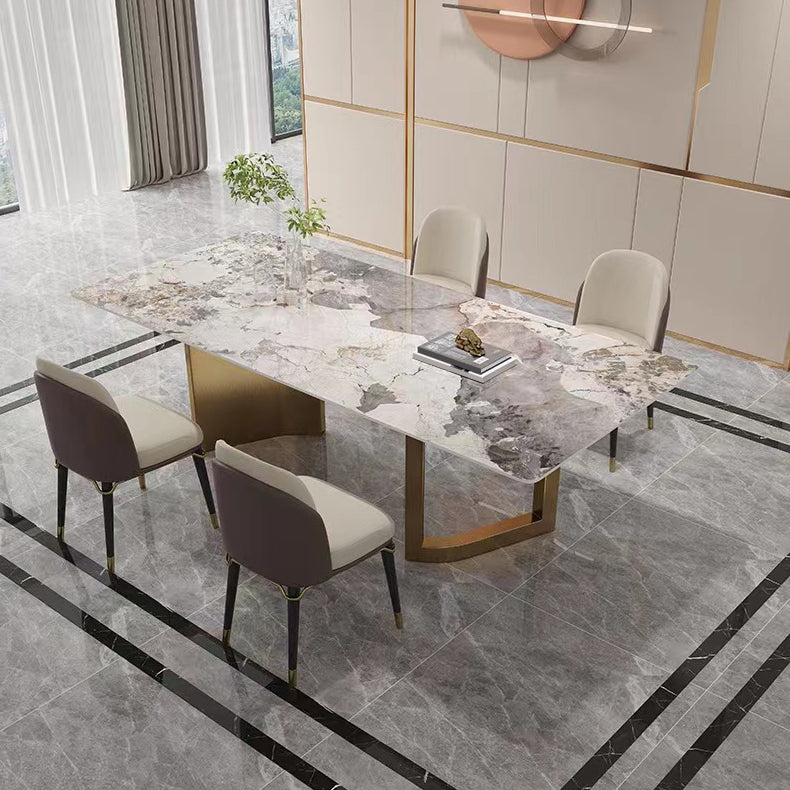 High Gloss Beige Dining Table Set 1/4/5 Pcs Dinette Set with Leather Chairs