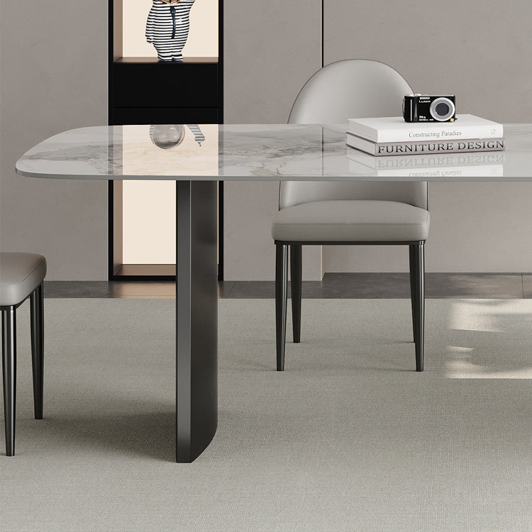 White Stone Dining Set with Padded Chairs 1/4/5/6 Pcs Modern Dinette Set