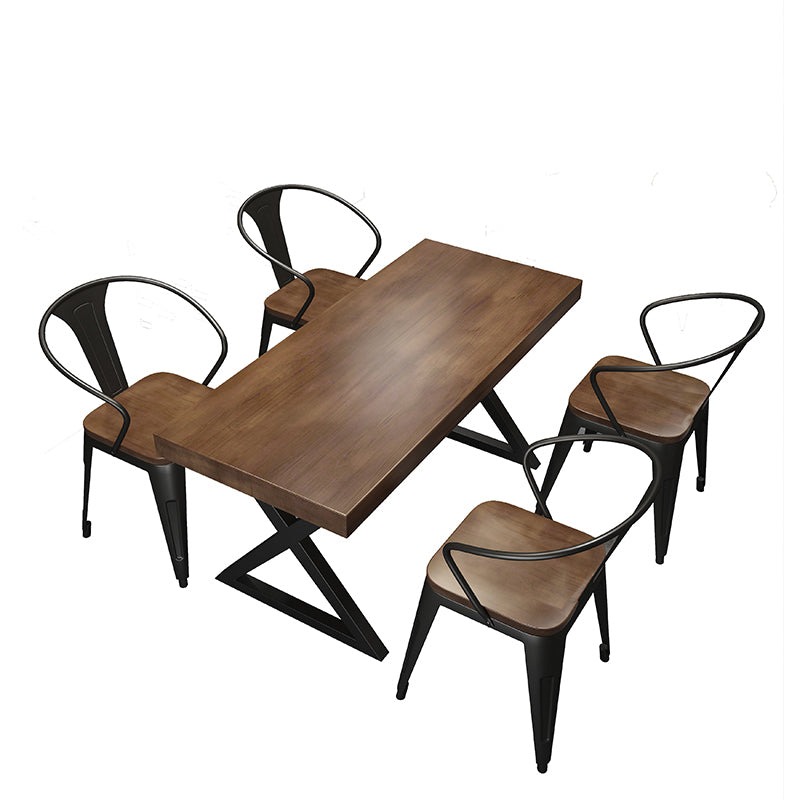 Industrial Rectangle Wood Dining Table 1/5/7 Pieces Dining Set for Cafe