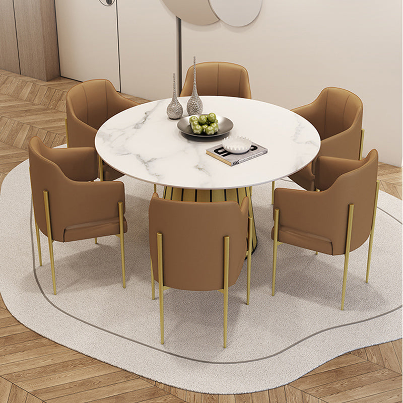 Nordic Round Stone Dining Table 1/7 Pieces Dining Set for Cafe