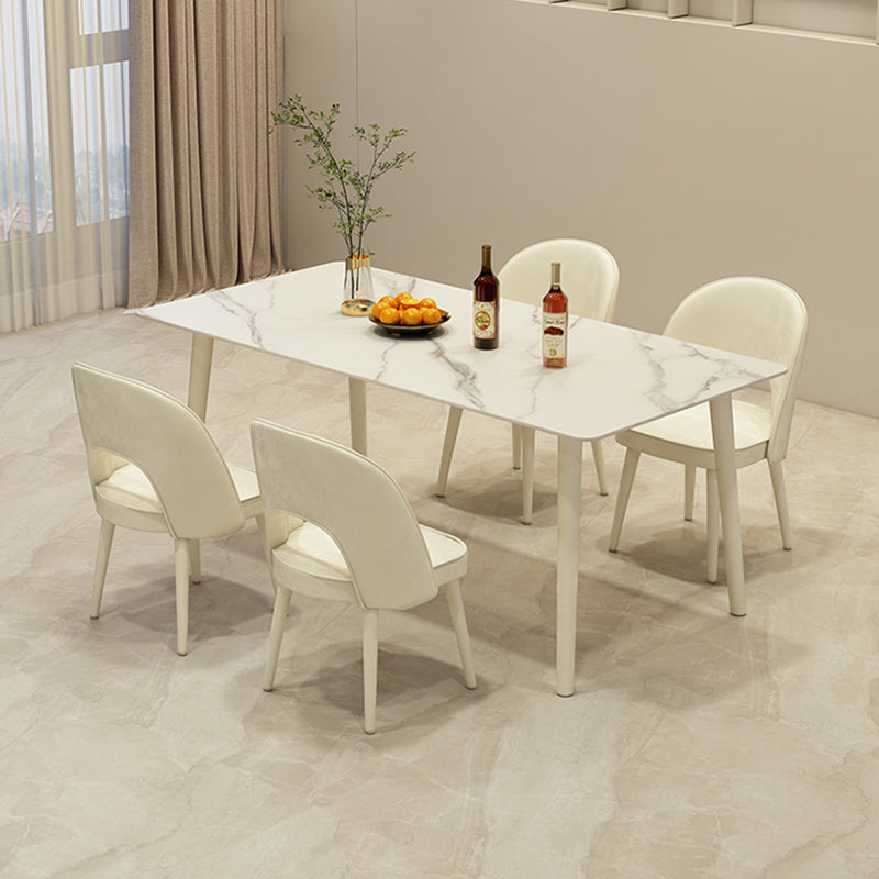 Modern Rectangle Stone Dining Table 1/5/7 Pieces Dining Set for Cafe