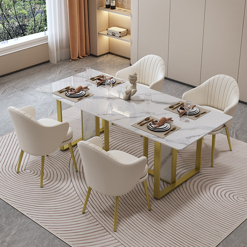 Modern Rectangle Stone Dining Table 1/5 Pieces Dining Set for Cafe