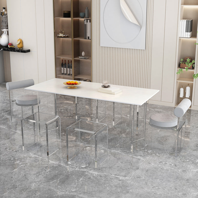 Modern Rectangle Stone Dining Table 1/2/5/7 Pieces Dining Set for Cafe