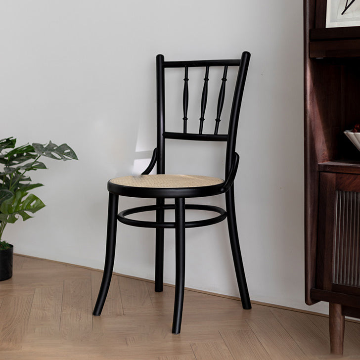 Industrial Style Side Chair Slat Back Solid Wood Dining Chair for Home