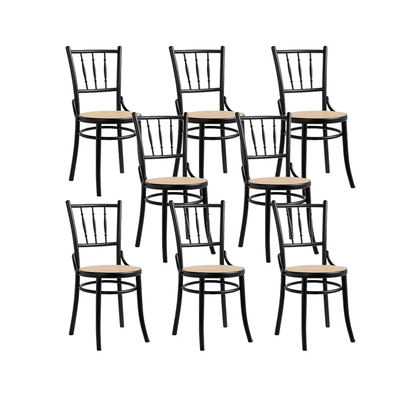 Industrial Style Side Chair Slat Back Solid Wood Dining Chair for Home