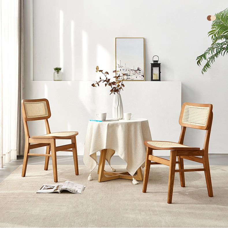 Solid Wood Kitchen Dining Chairs Open Back Chairs in Natural