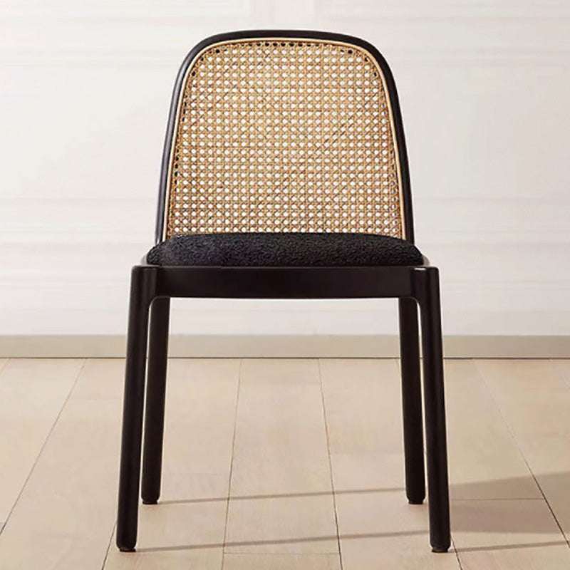 Contemporary Armless Chairs Upholstered Dining Chairs with Wood Base