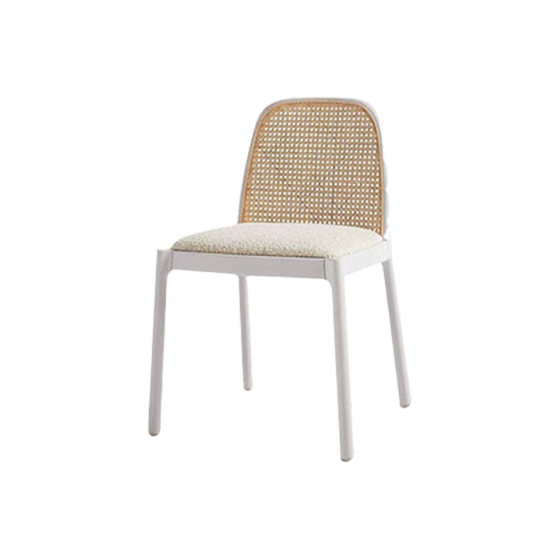 Contemporary Armless Chairs Upholstered Dining Chairs with Wood Base