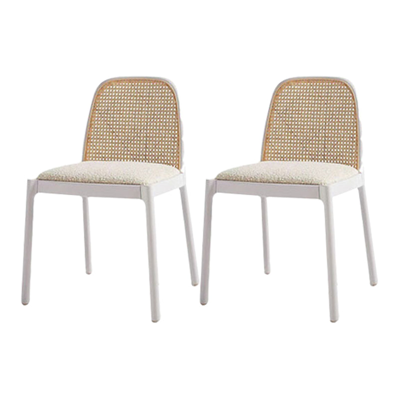 Contemporary Armless Chairs Upholstered Dining Chairs with Wood Base