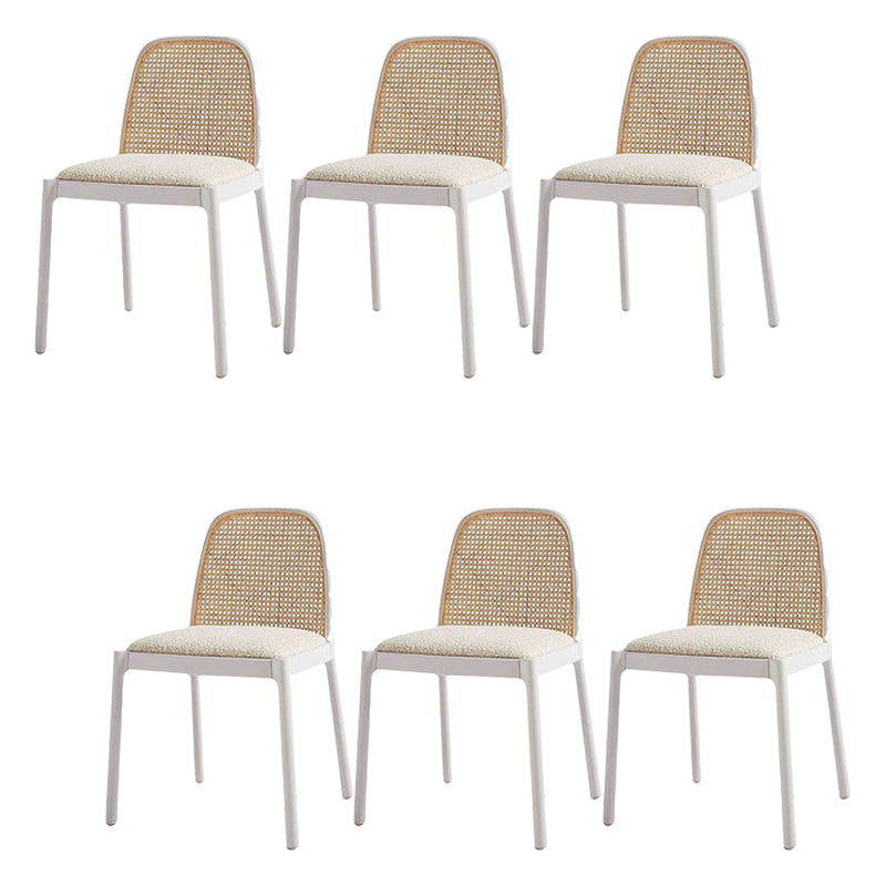 Contemporary Armless Chairs Upholstered Dining Chairs with Wood Base