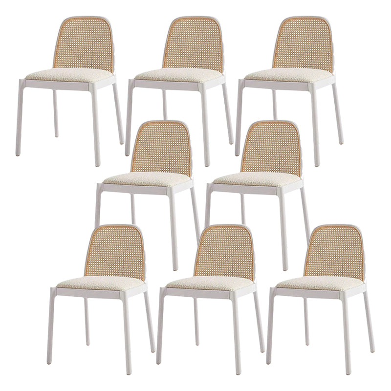 Contemporary Armless Chairs Upholstered Dining Chairs with Wood Base