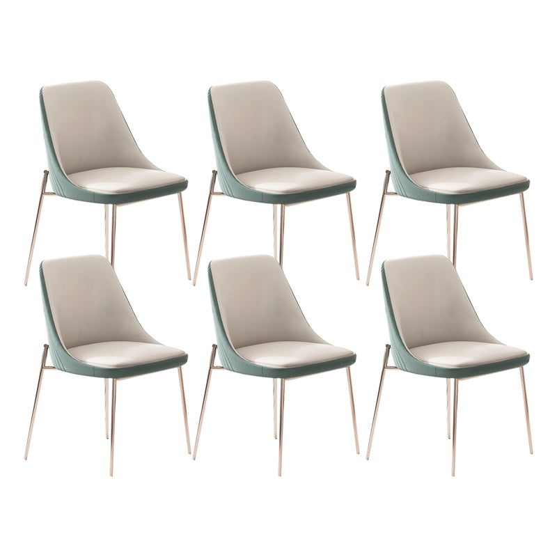 Nordic Style Green Side Chair Gold Base Side Dining Chair for Home Use